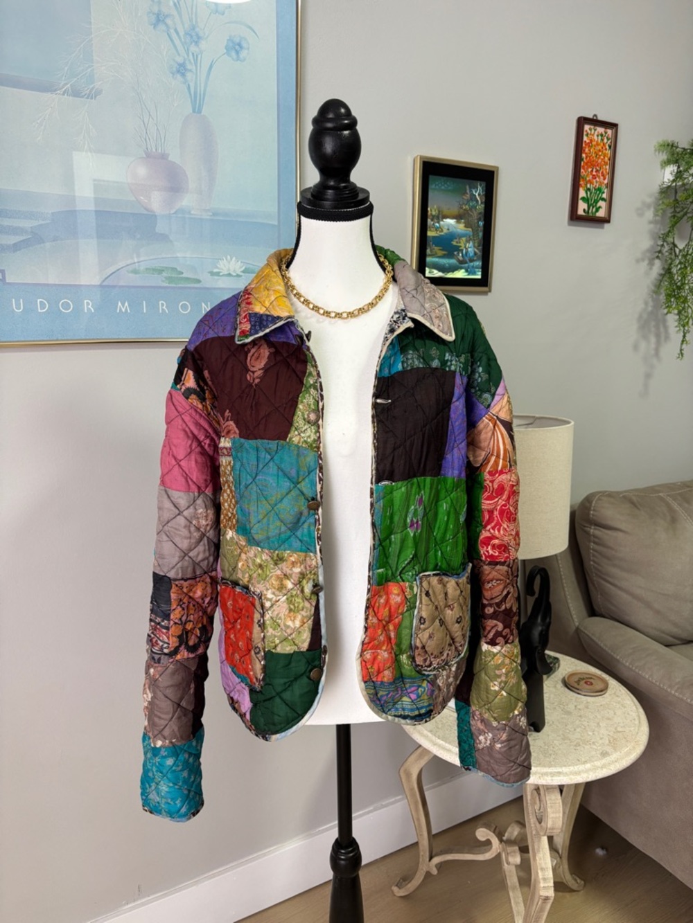 Patchwork Quilted Women's Jacket in Multicolor